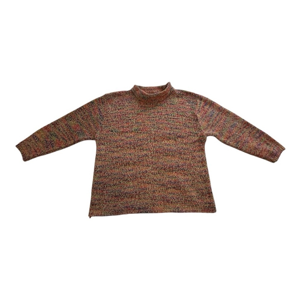 Linea Maglia Verigated Multicoloured Mock Neck Sweater - Size 1X